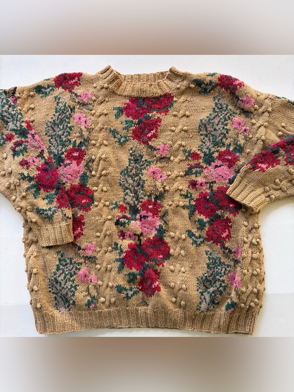 Vintage 90’s Hand Knit Crewneck Grandmacore Sweater Compagnie International